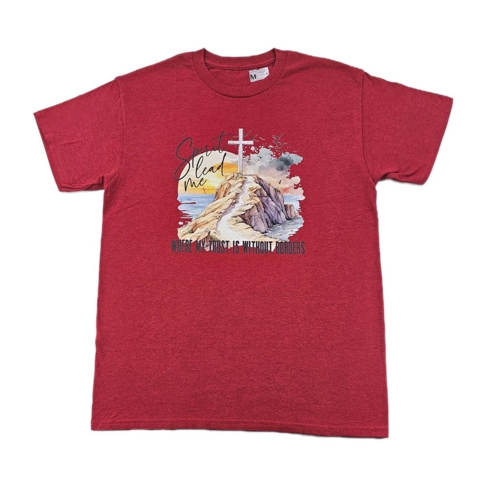 Country Blessings Spirit Lead Me Medium Red Shirt Christian Cross Peace Comfy